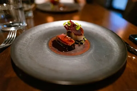 Lamb, paired with beets, hibiscus and sour orange at Cariño, Chicago