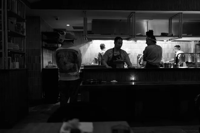 The counter and dining room at Kasama