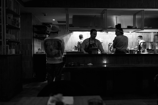 The counter and dining room at Kasama