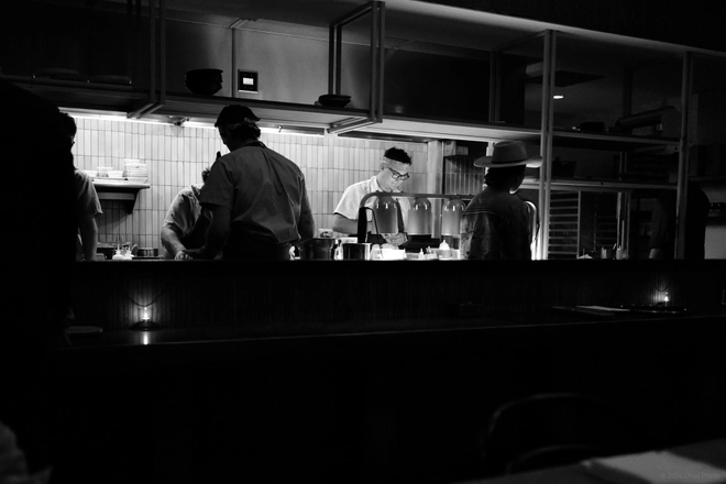 Plating and prep in the Kasama kitchen, Chicago